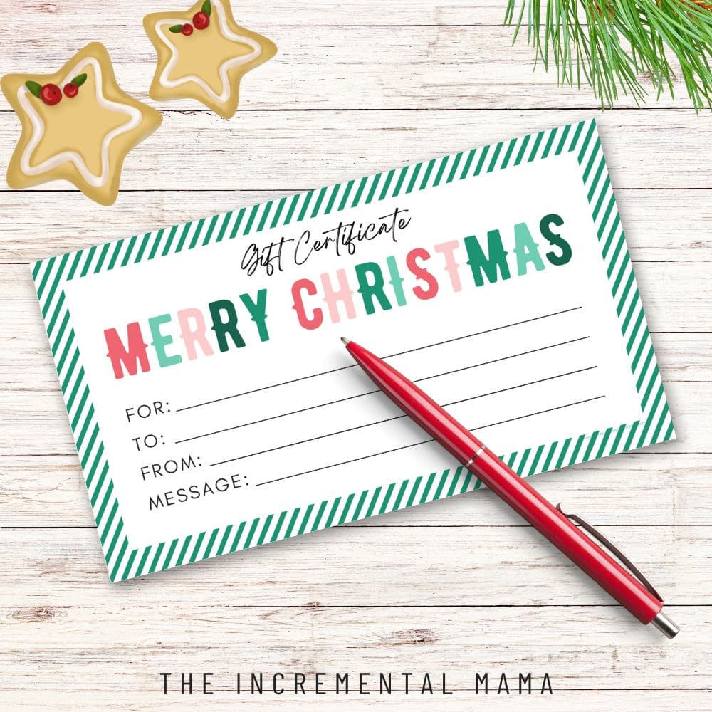 6 free printable gift certificate templates for christmas - the